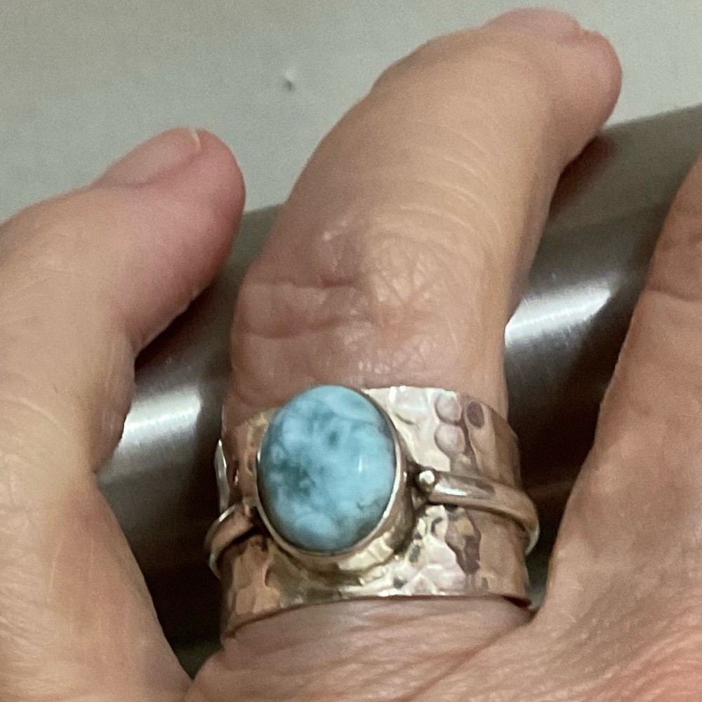 Larimar Hammered Ring - image 1